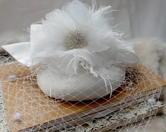 ?Fascinator Birdcage Feather Flower Mesh Wedding tea party Veil. White Amazon.com: Bridal Birdcage Face Veil 1920s Flapper  main image 4