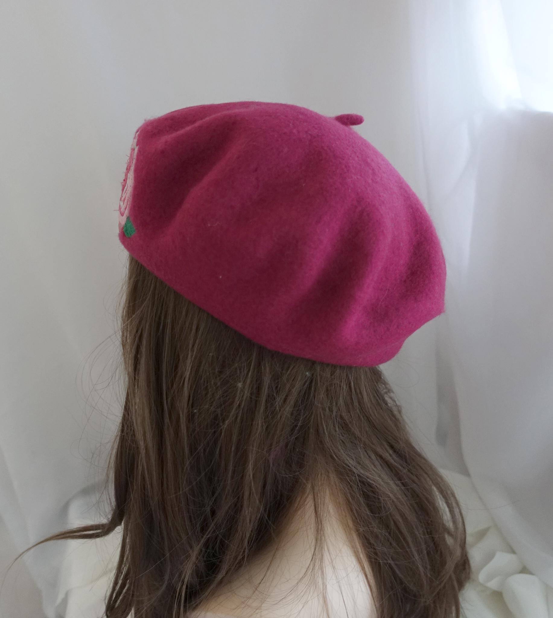 Rose Pink Wool Nylon Beret Delicate Feminine Accent Bon Chic main image 4