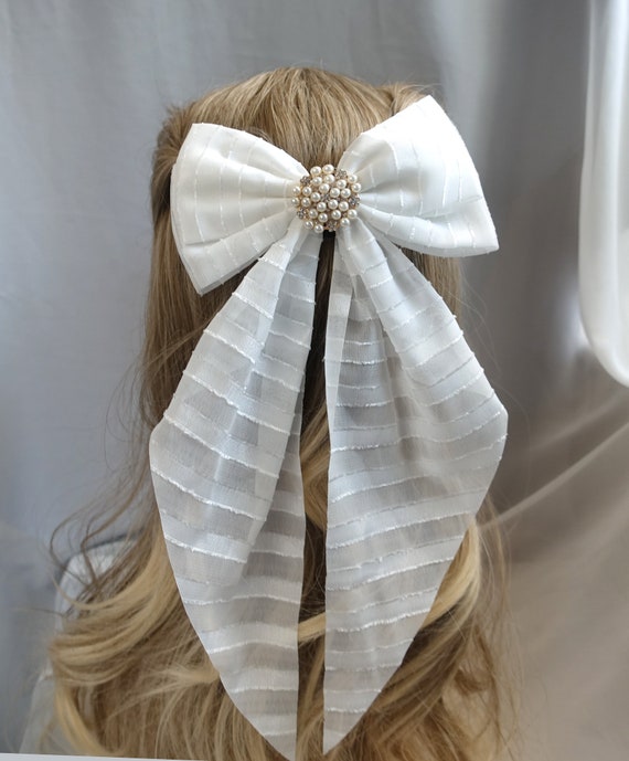 Pearl Sheer Hair Bow Sheer Pearl Hair Bow – Glow main image 4