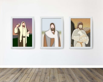 Jesus Christ Image Set - Minimalist Drawings - Digital Downloads