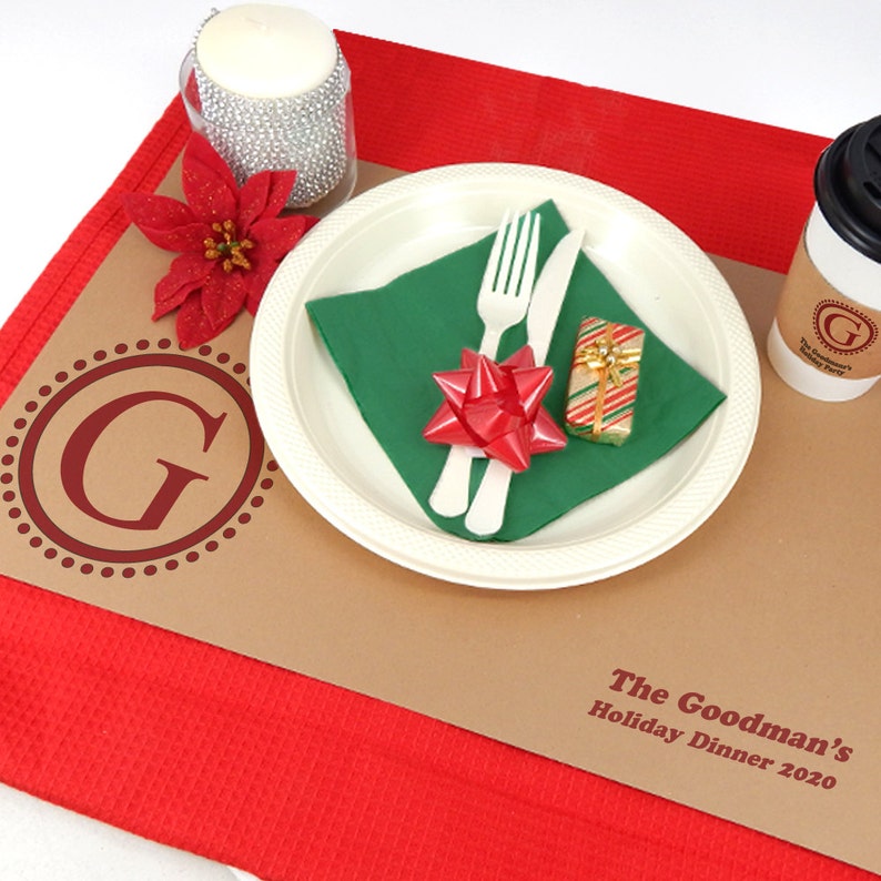 Monogram Kraft Placemats Paper Placemats Personalized Etsy
