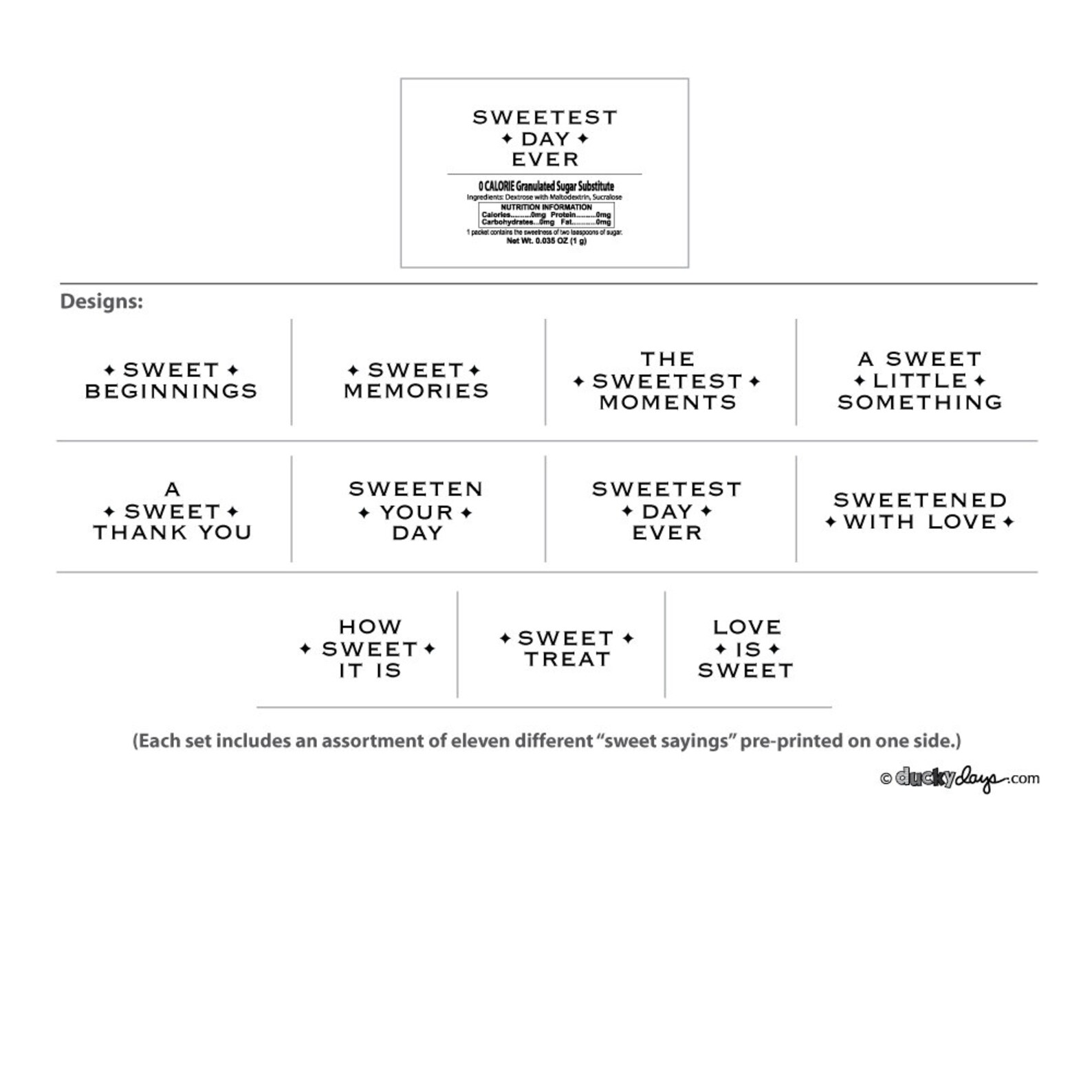 Sugar Substitute Packets Sweet Sayings Wedding Sugar Etsy