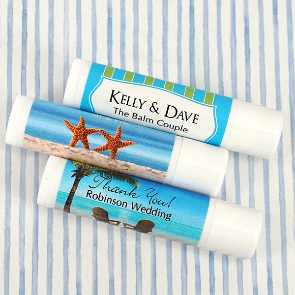 Personalized Lip Balm Wedding Favor, Beach Wedding Favors, Tropical Wedding Favors, Destination Wedding Ideas - Set of 24