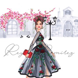 Fashion illustratie, downloadbare fashion, Mexicaanse downloadbare, afdrukbare kunst, Instant Download, mode print, digitale DLC