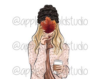 Herbst Clipart, Herbst Illustration, Herbst Kunst, Mode Clipart, blonde Haar clipart, Mode Illustration, digitale Kunst, kommerzielle Lizenz