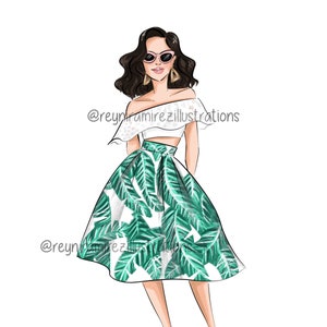 tropische clipart, zomer clipart, Fashion illustratie, mode clipart, afdrukbare kunst, instant download, mode print, digitale clipart