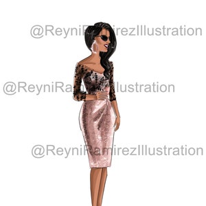 galajurk meisje, elegant meisje clipart, pailletten clipart wijn meisje clipart, mode Illustratie, Downloadbare illustratie