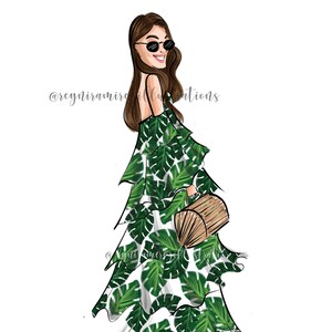 tropische clipart, zomer clipart, Fashion illustratie, mode clipart, afdrukbare kunst, instant download, mode print, digitale clipart