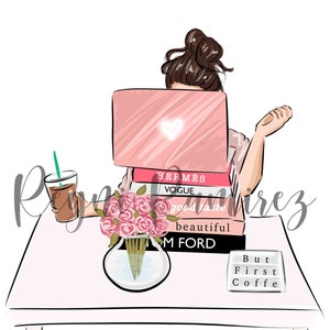 Meisje baas Clip Art, fashion illustraties, fashion illustratie, meisje Boss illustratie, werk clipart, girly illustraties, afdrukbare stickers