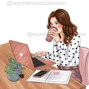 Girl boss clip art, mode clip art, mode illustratie, girl boss illustratie, werk clipart, girly clip art, afdrukbare stickers