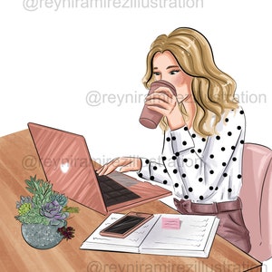 Girl boss clip art, mode clip art, mode illustratie, girl boss illustratie, werk clipart, girly clip art, afdrukbare stickers