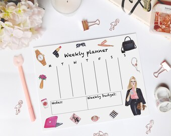 Printable Weekly planner, fashion weekly planner, daily organizer, digital weekly planner, desk planner, weekly agenda, week organizer.