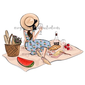 picknick clipart, lente clipart, Fashion illustratie, mode clipart, afdrukbare kunst, instant download, mode print, digitale clipart