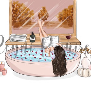 illustratie tina, illustratie bad, clip arttina, illustraties herfst, downloadbare herfst, afdrukbare kunst, onmiddellijke download