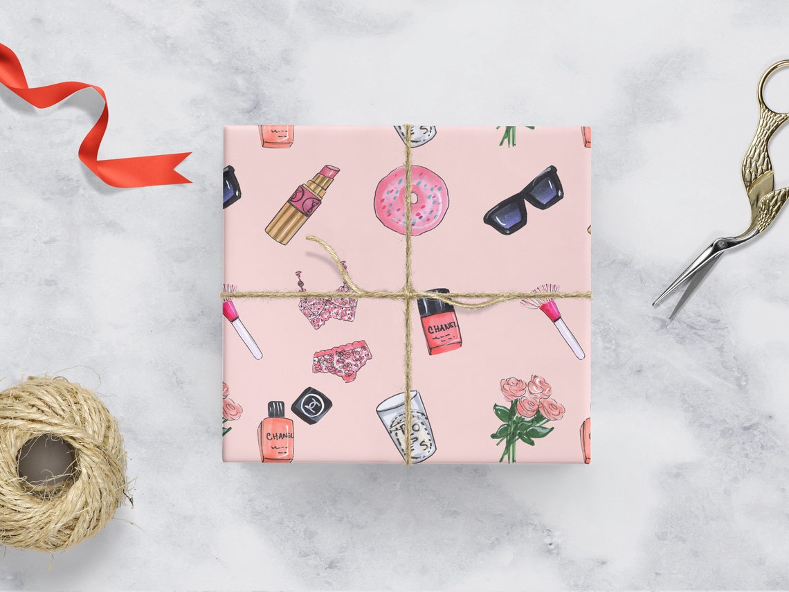 Makeup wrapping paper makeup gift wrap pink stuff paper Etsy