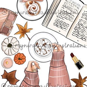 Fall stuff clip art, make-up clipart, Fashion illustratie, mode clipart, afdrukbare kunst, instant download, mode print, digitale clipart