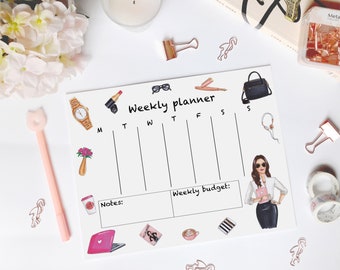 Printable Weekly planner, fashion weekly planner, daily organizer, digital weekly planner, desk planner, weekly agenda, week organizer.