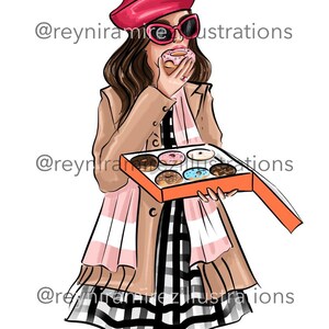 Donut meisje clipart, Winter clipart, Donut liefde clipart, mode clipart, afdrukbare kunst, instant download, fashion print, digitale clipart