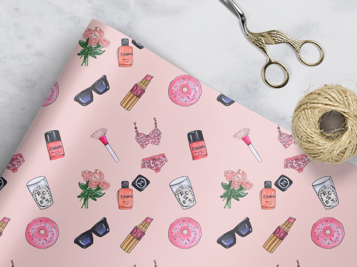 Makeup wrapping paper makeup gift wrap pink stuff paper Etsy