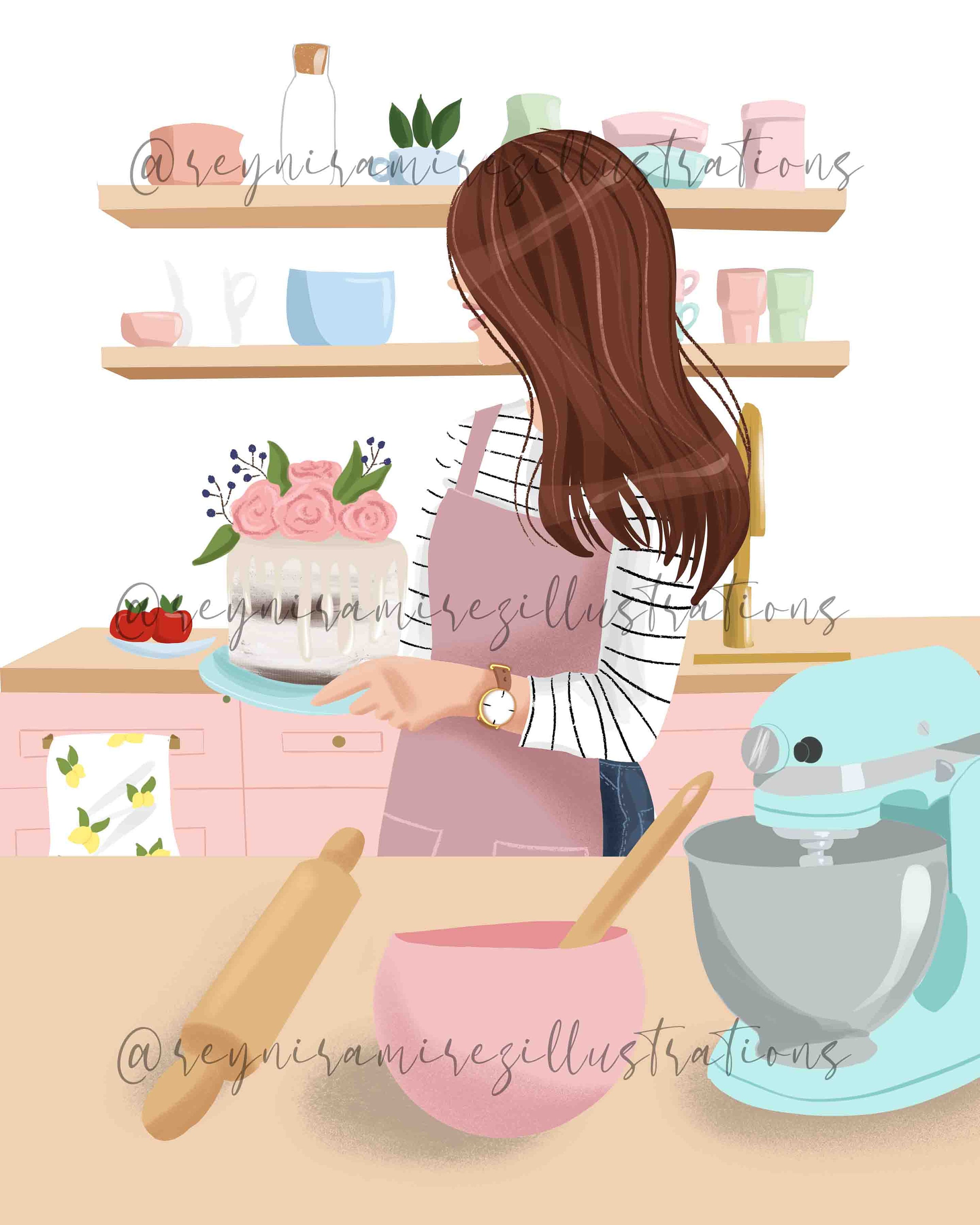 Baking Clipart, little baker girls, pastry chef, cake and cookie graph –  MUJKA CLIPARTS