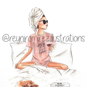 gezellige clipart, zelfzorg clipart, Fashion illustratie, mode clipart, afdrukbare kunst, instant download, fashion print, digitale clipart
