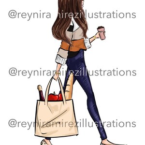 Winkelen clipart, Market clipart, urban girl clipart, mode clipart, afdrukbare kunst, instant download, mode print, digitale clipart