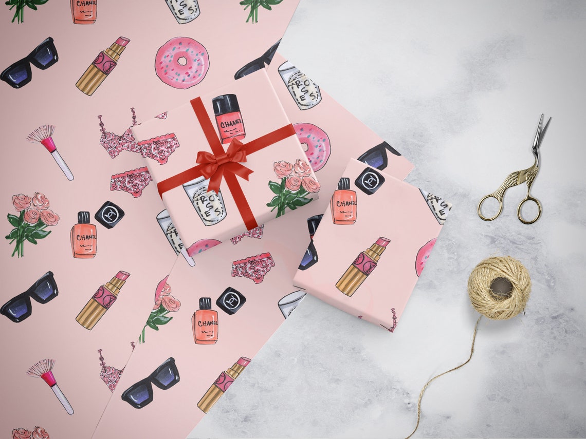 Makeup wrapping paper makeup gift wrap pink stuff paper Etsy