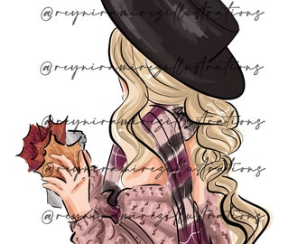 Herbst Clipart, Herbst Illustration, Herbst Illustration, Mode Clipart, blonde Clipart, Mode Illustration, digitale Kunst, kommerzielle Lizenz