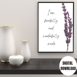 Fearfully and Wonderfully Made Religious Art Inspirational Wall Decor Printable Wall Art Fearfully Home Decor Fearfully Digital Download