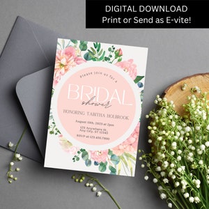 Bridal Shower Invitation, Wedding Shower Invitation, Bridal Evite, Printable Bridal Shower Invitation, Bridal Shower Template
