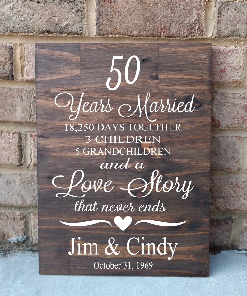 50 Years of Marriage Hand Painted Wood Sign 50th Anniversary | Etsy