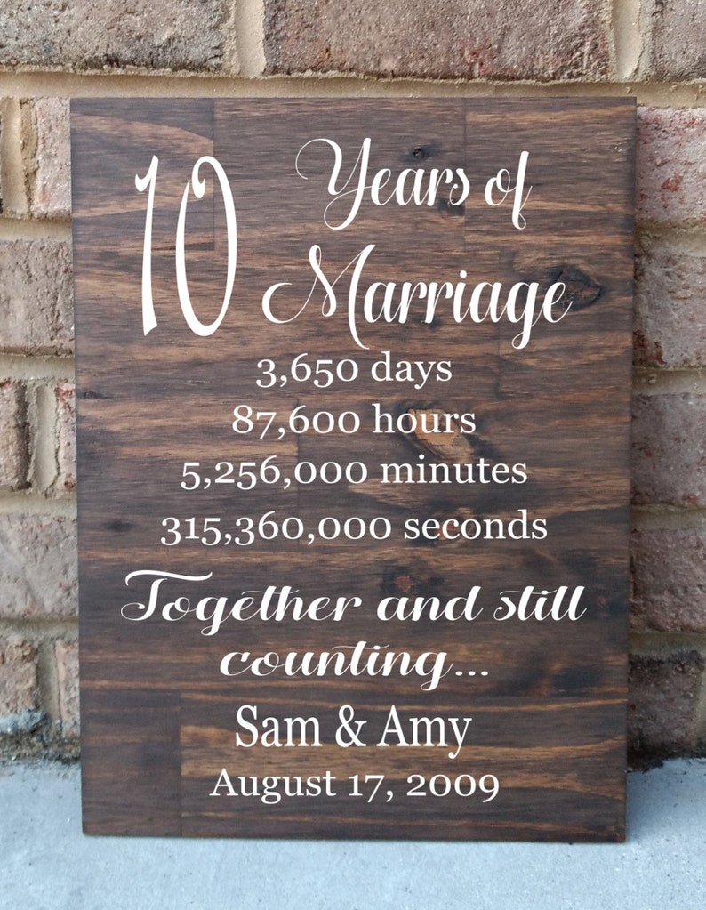 10 Years of Marriage Hand Painted Wood Sign 10th Anniversary Etsy