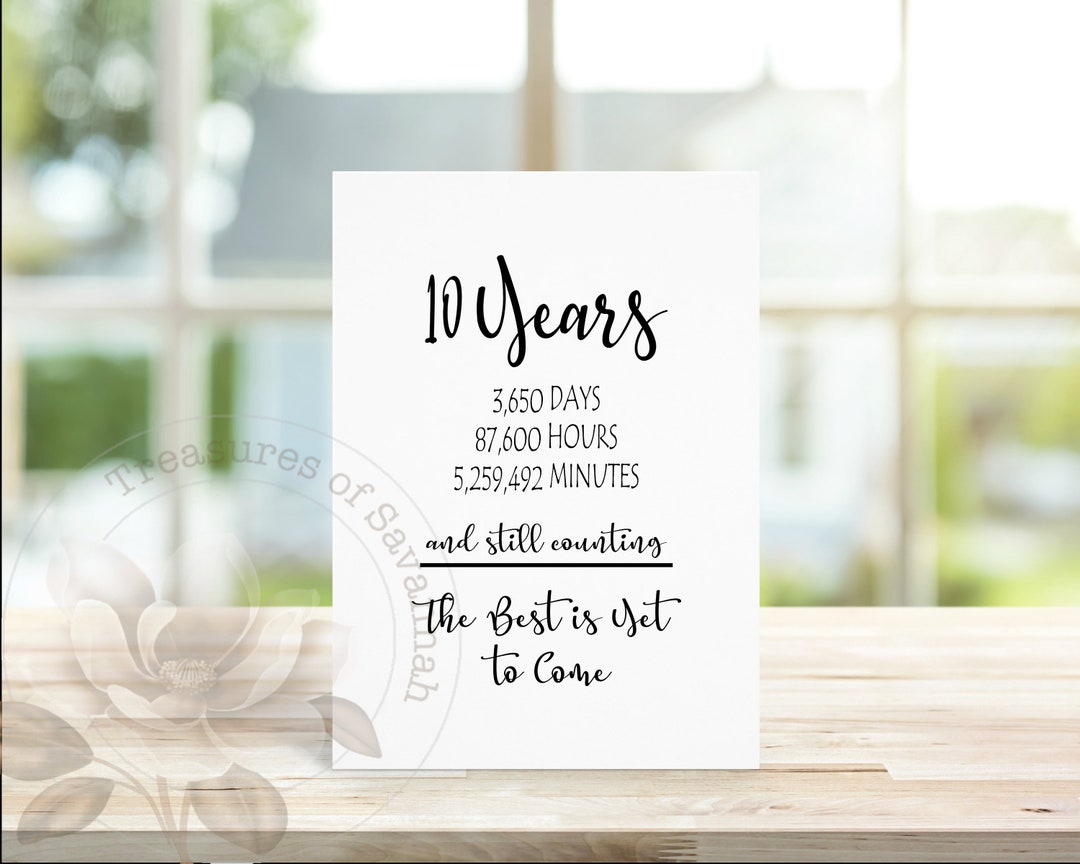 10 Year Anniversary Card 10th Anniverary Card Wedding Etsy