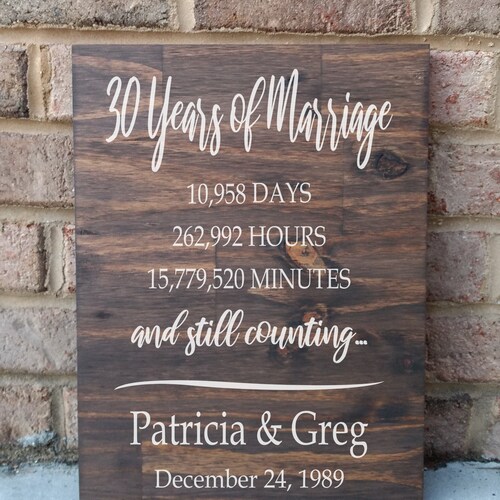 30 Years of Marriage Hand Painted Wood Sign 30th Anniversary Etsy