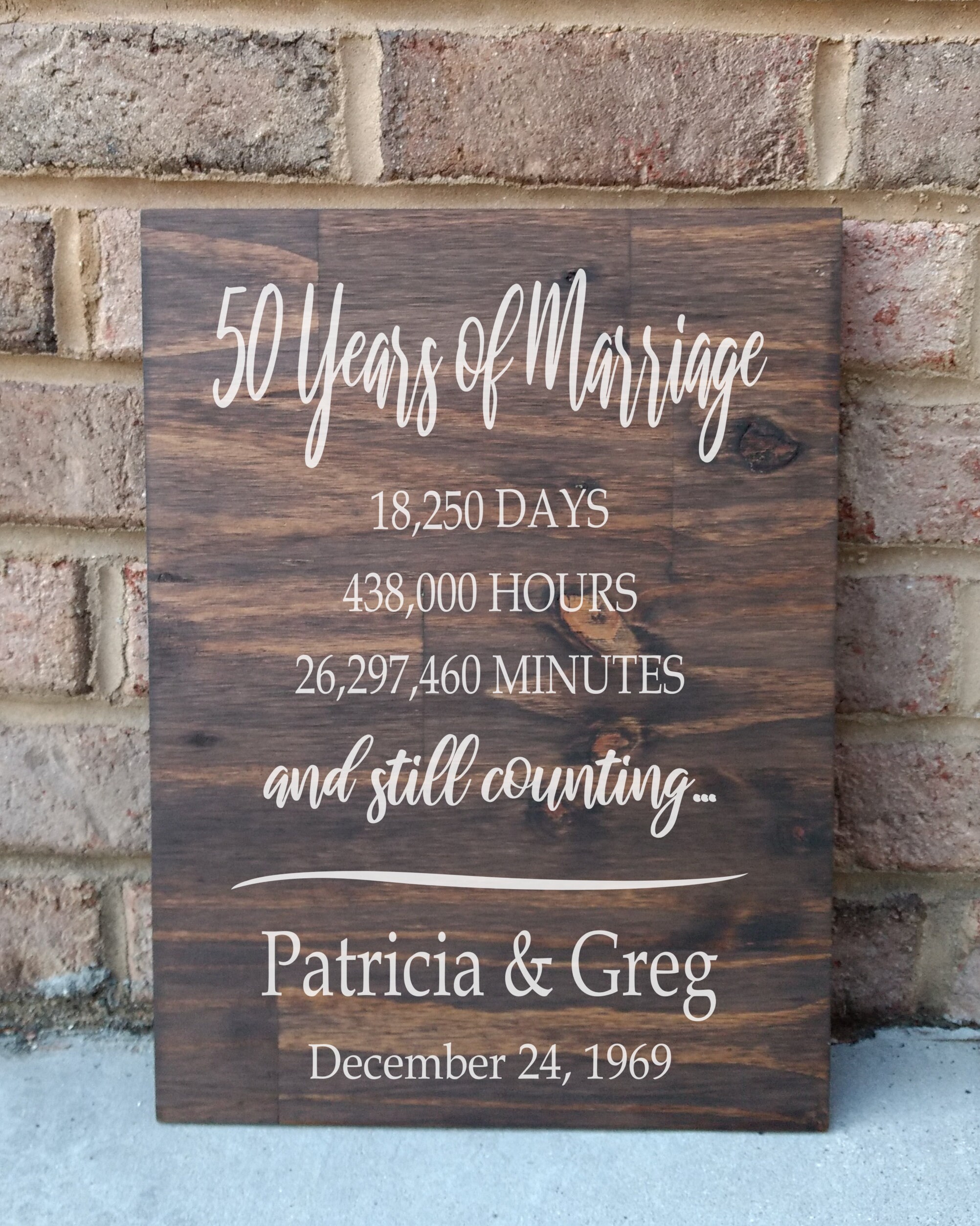 50 Years of Marriage Hand Painted Wood Sign 50th Anniversary Etsy.de
