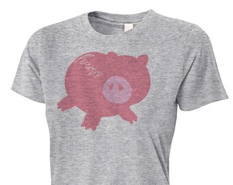 Hamm - Toy Cartoon T-Shirt - Hamm T-Shirt - Piggy Bank T-Shirt - Pig T-Shirt - Gray Women's Fitted and Adult Unisex T-Shirt