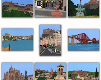 Edinburgh Print Set of 3 | A4 Wall Art Bundle | Old Town, Edinburgh Skyline & Landmarks | Scotland Travel | Edinburgh Gift Idea