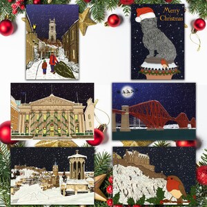 Six Edinburgh Themed Christmas Cards A6