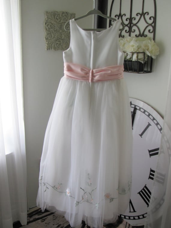 White Flower Girl Dress, Flower Girls Dress with … - image 3