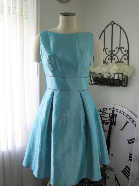 Teal Short Formal Dress, Bridesmaids Dress Vintag… - image 1