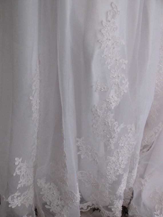White Satin Wedding Dress, Wedding Dress with Cap… - image 6