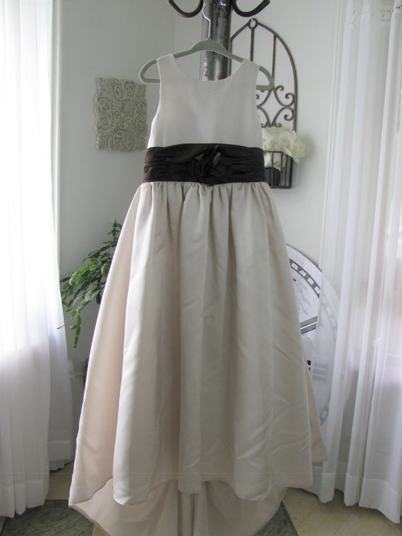 Flower Girl Dress with Train, Satin Flower Girl D… - image 4