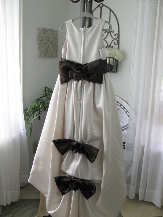 Flower Girl Dress with Train, Satin Flower Girl D… - image 7