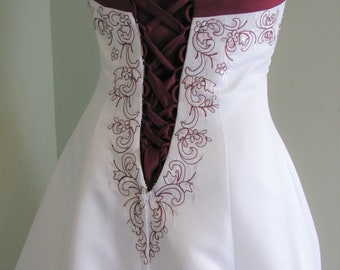 white heart dress Lovestruck - White Bridal Mini Dress | Satin Corset, Pearl Heart Basque Waist Satin Skirt L