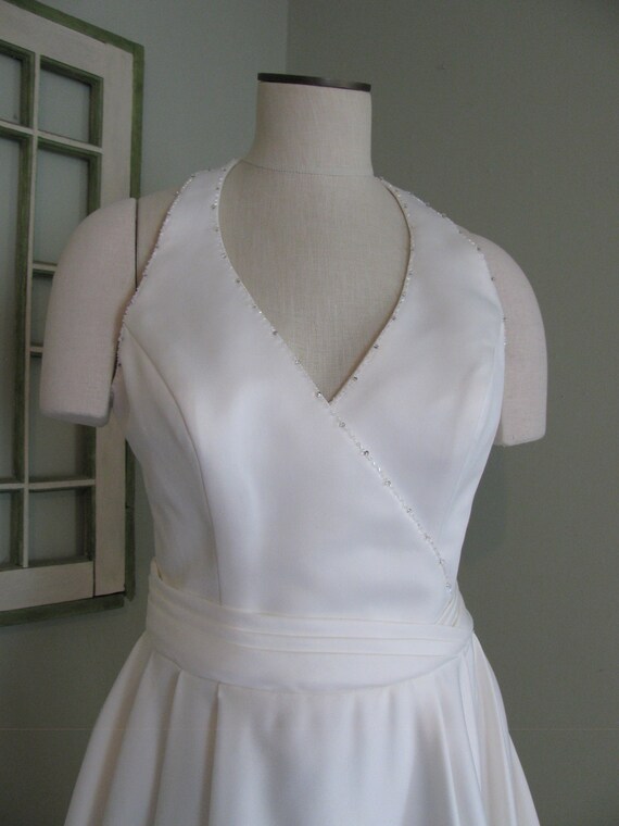 Halter V Neck Wedding Dress, Ivory Wedding Dress,… - image 2
