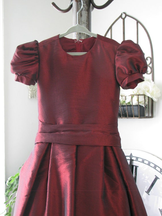 Red Girls Dress, Flower Girls Dress, Girls Silk Dr