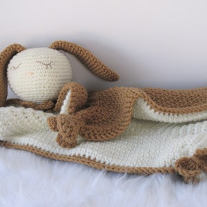 Crochet Bunny Lovey, Security Blanket, Amigurumi Toy, Newborn Gift, Baby Shower Gift, Gift for Grandchild