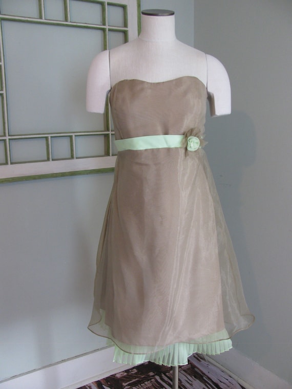 Vintage Bridesmaids Dress, Strapless Dress, A-Line