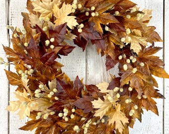 Fall Wreath, Wreath for Fall, Door Decor, Wall Decor, Autumn Wreath, Housewarming Gift, Storm Door Wreath, Mantel Decor, Fall Leaves Decor