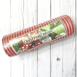 Poly Deco Mesh, Red and White Striped Mesh, 10 Inch Mesh, Deluxe Striped Mesh, Mesh for Wreath Making, Craft Supplies, Christmas Wreath Mesh